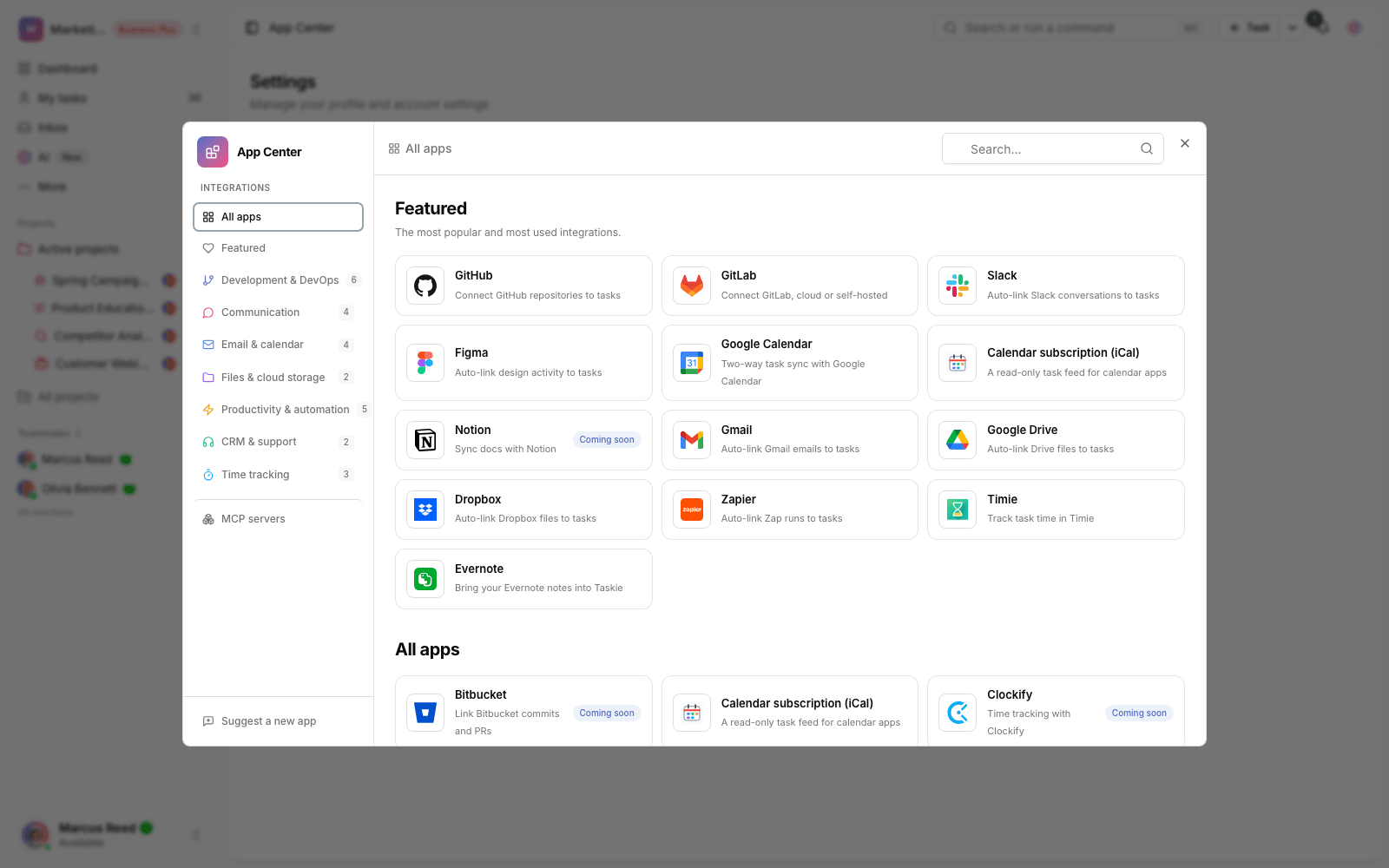 Taskie App Center