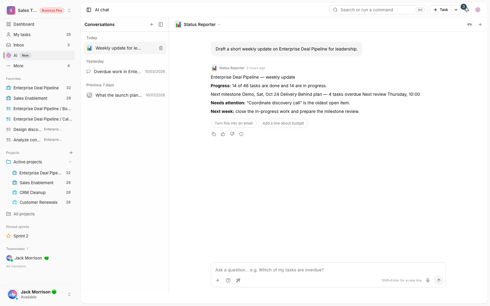 Chat window with an agent