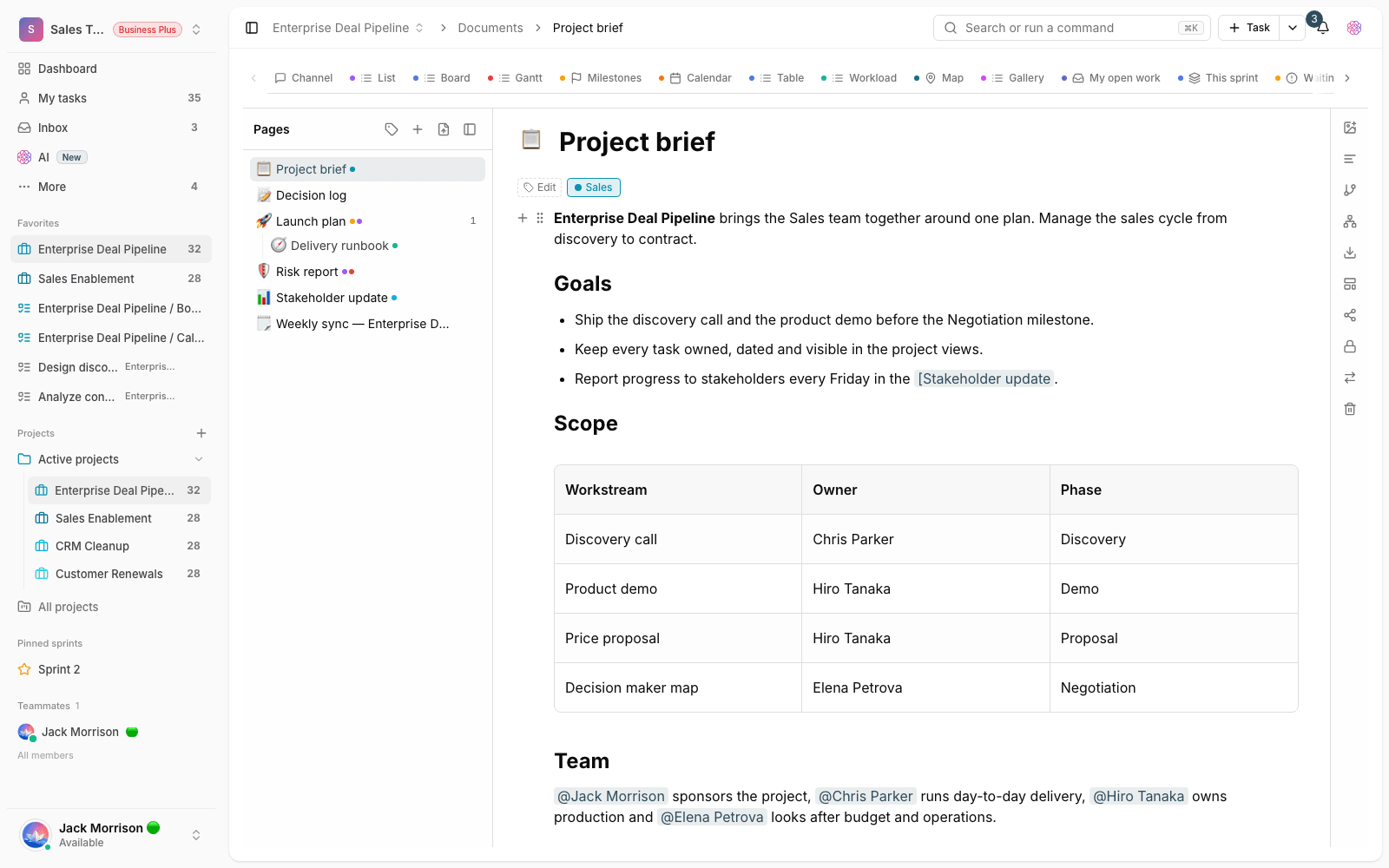 Links between pages
