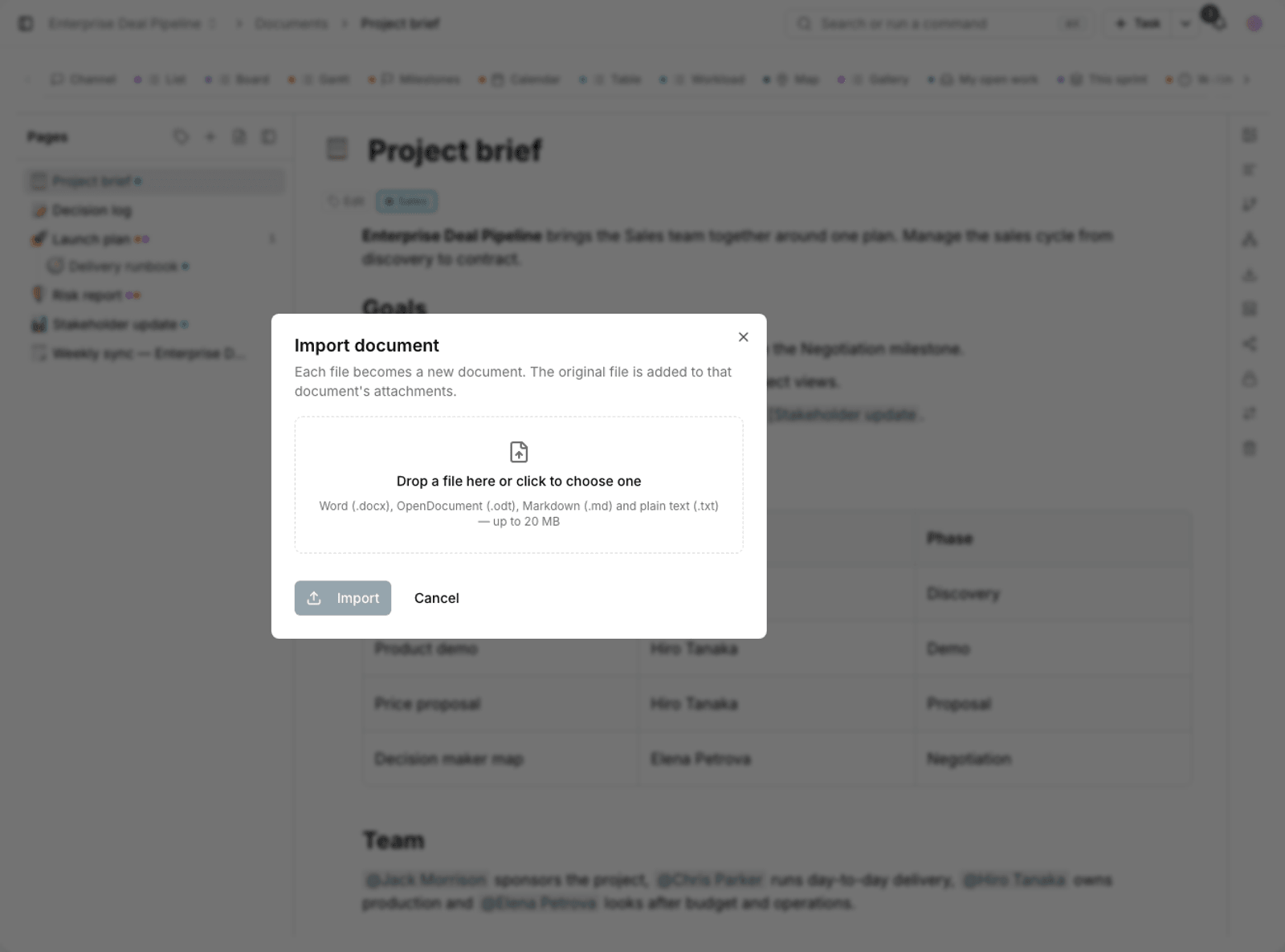 Project documents