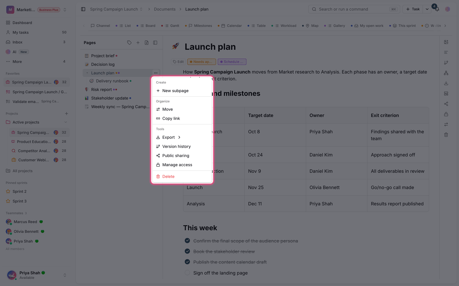 Document options