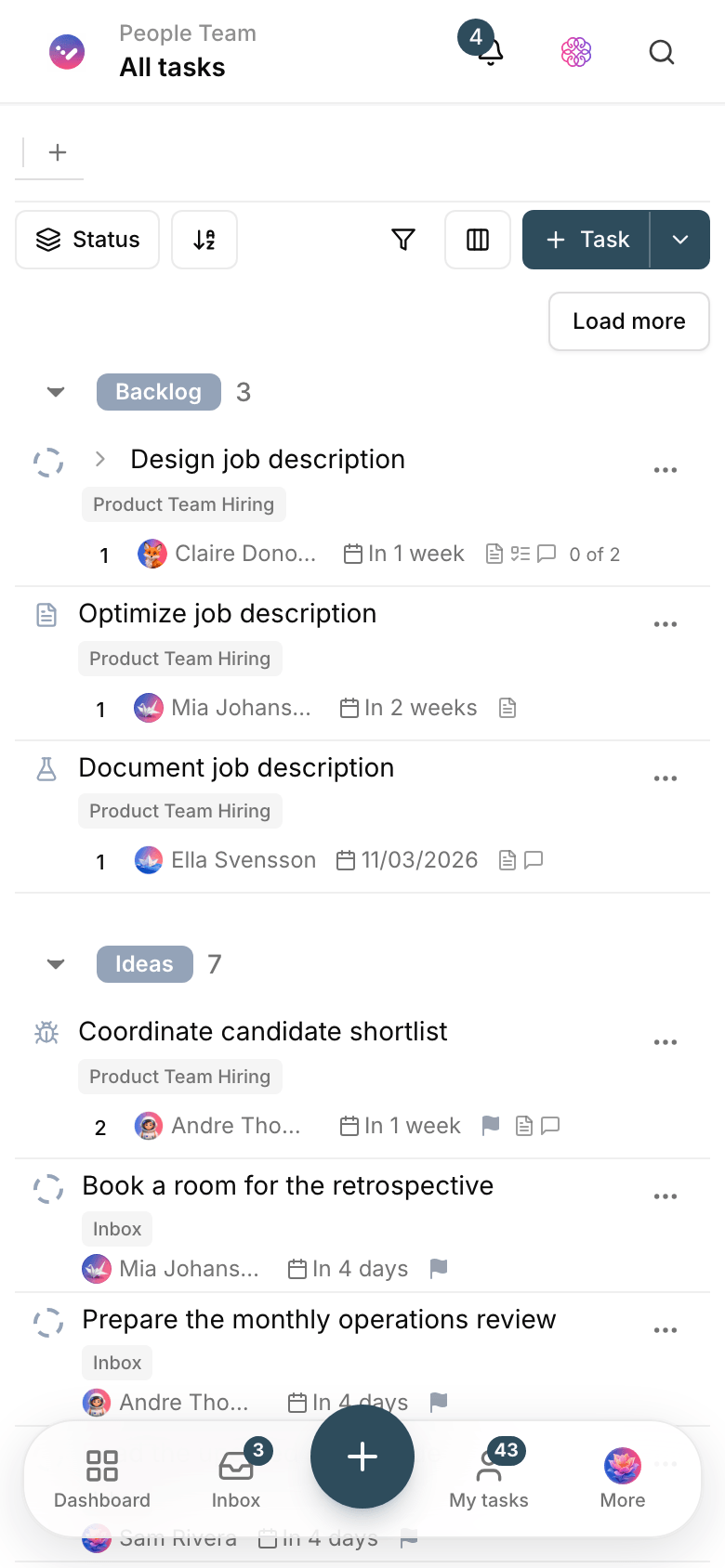 Tasks on mobile