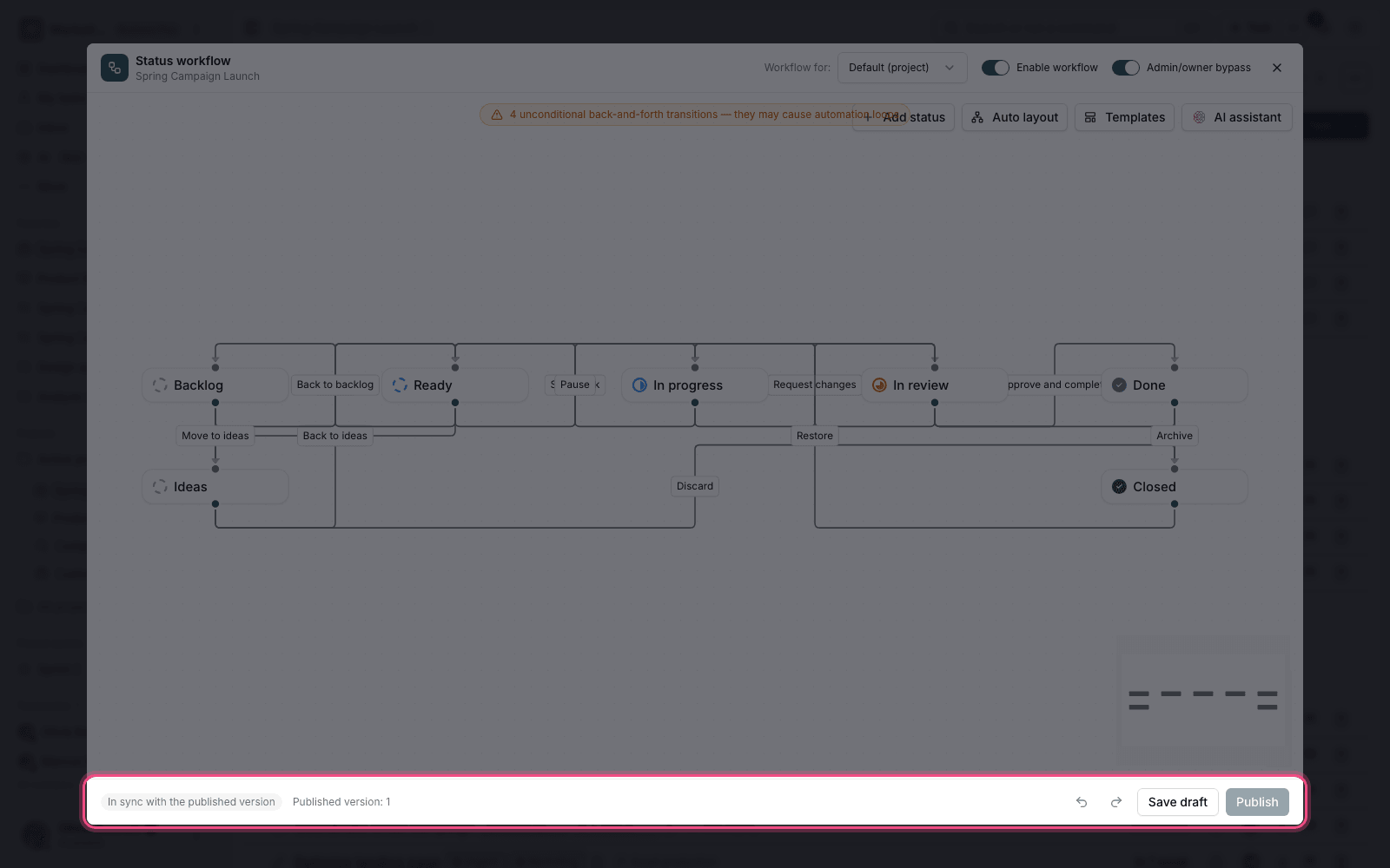Publishing a workflow