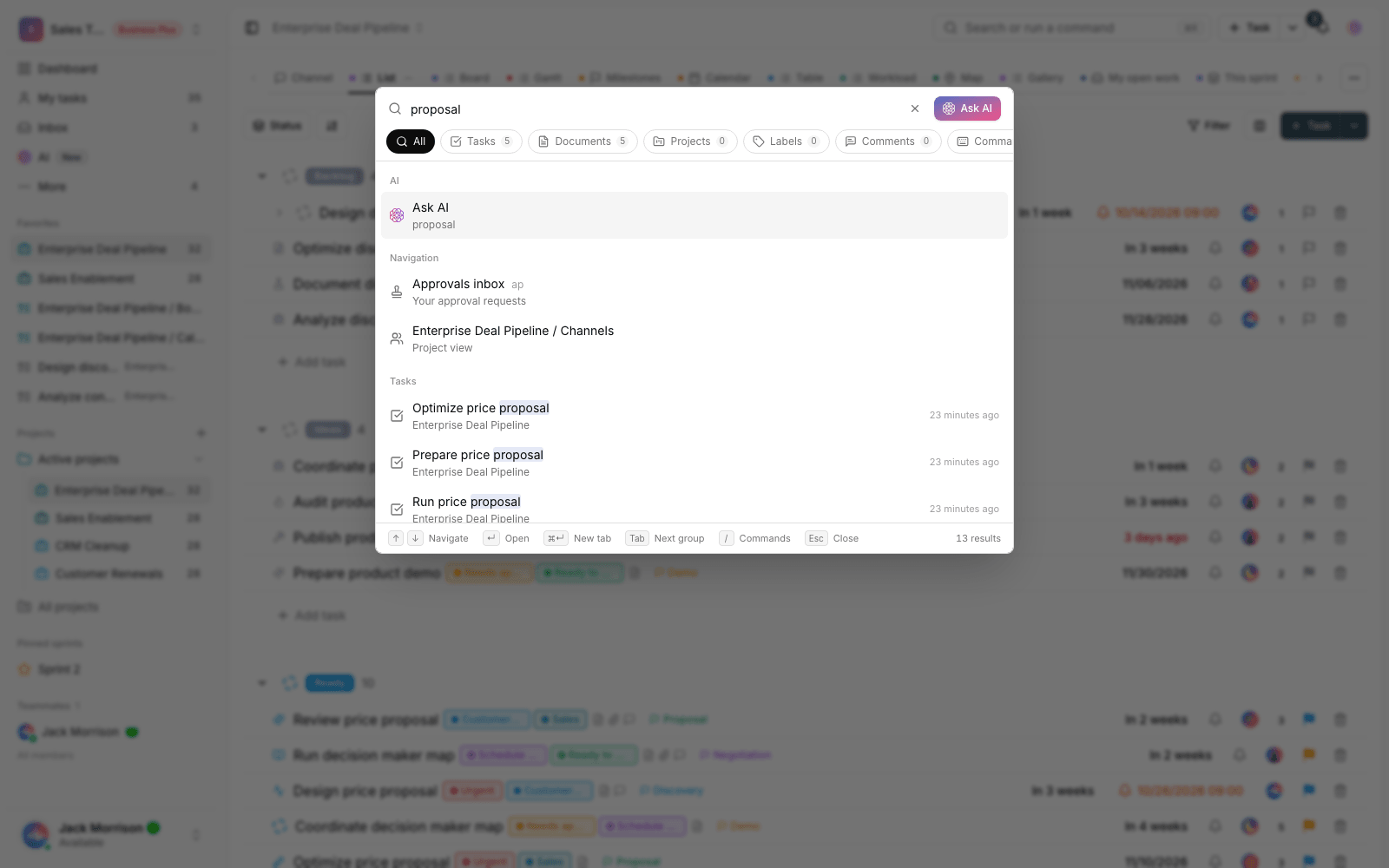 Command palette