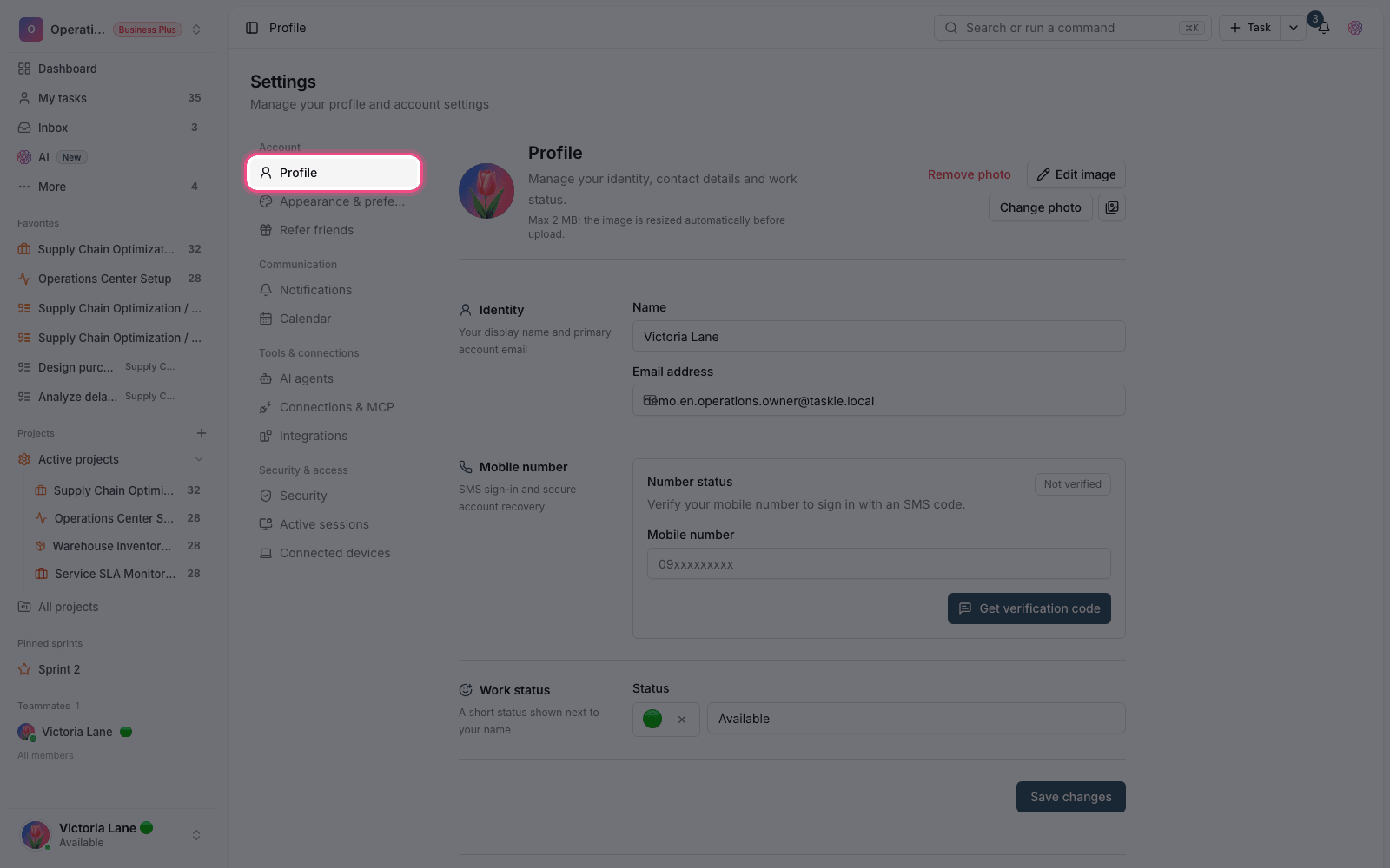 Account profile