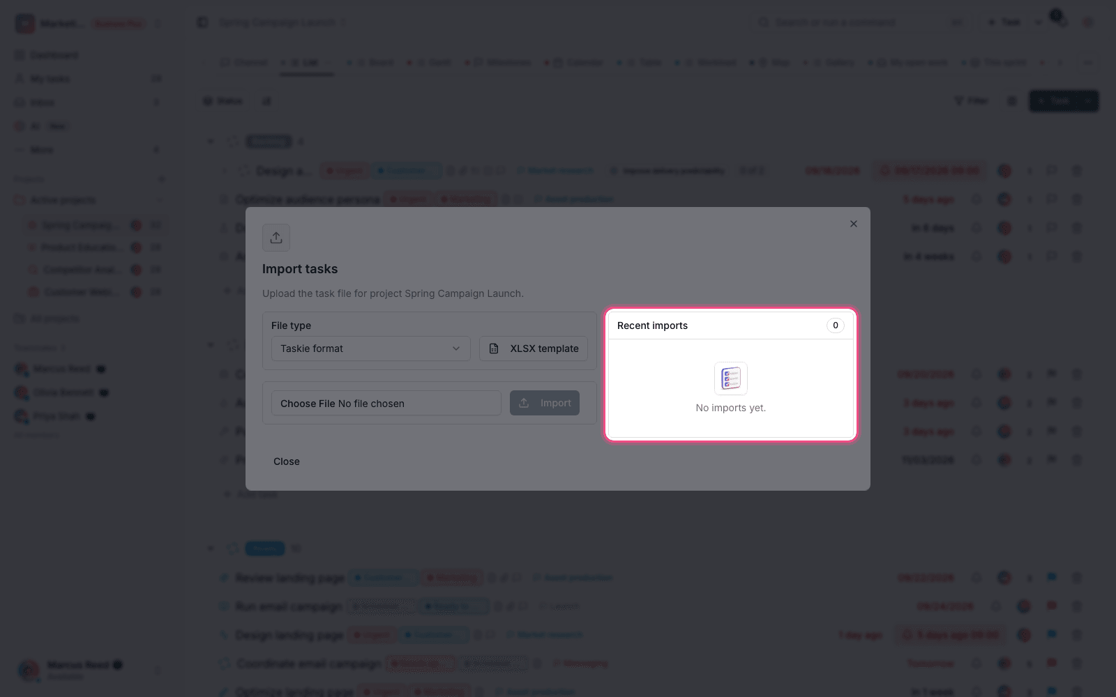 Import request status
