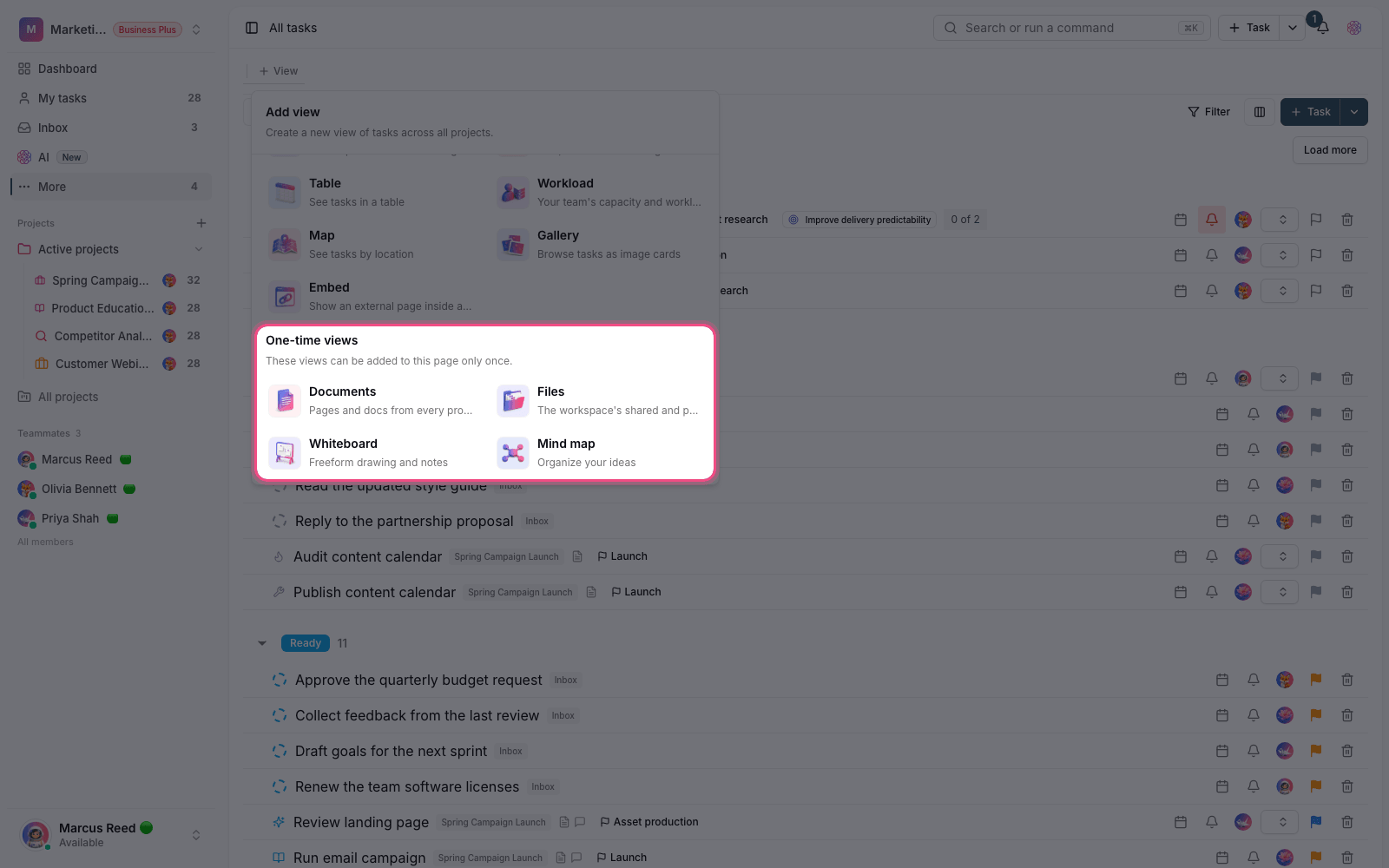 Workspace resource tabs