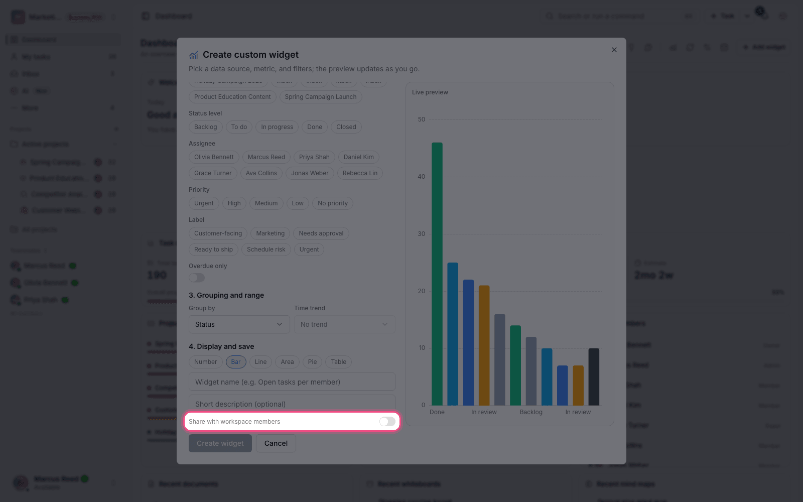 Custom widget access