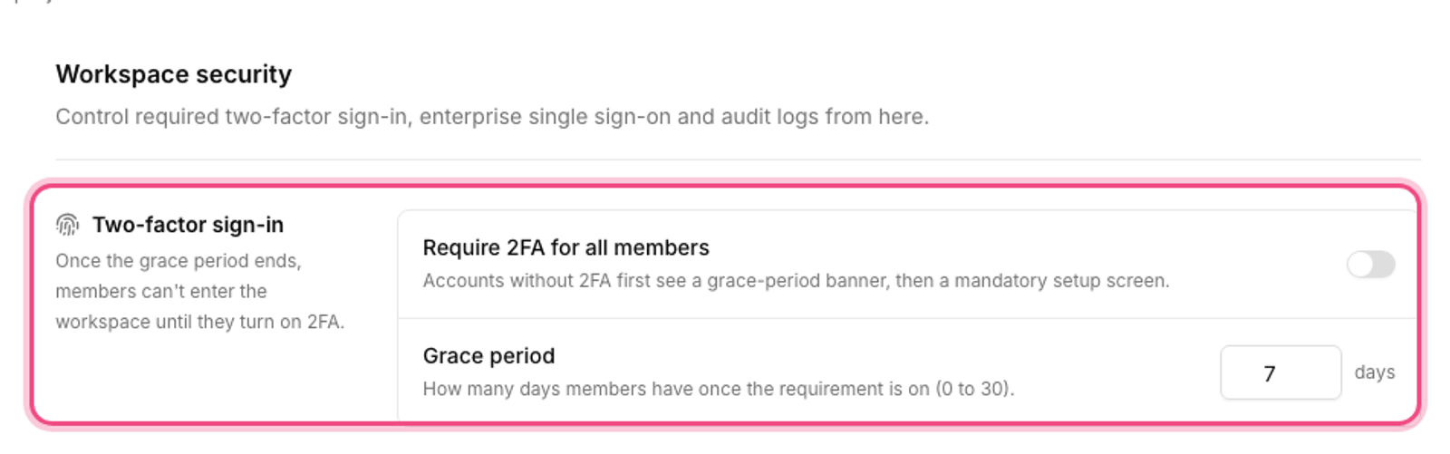 Required two-factor sign-in
