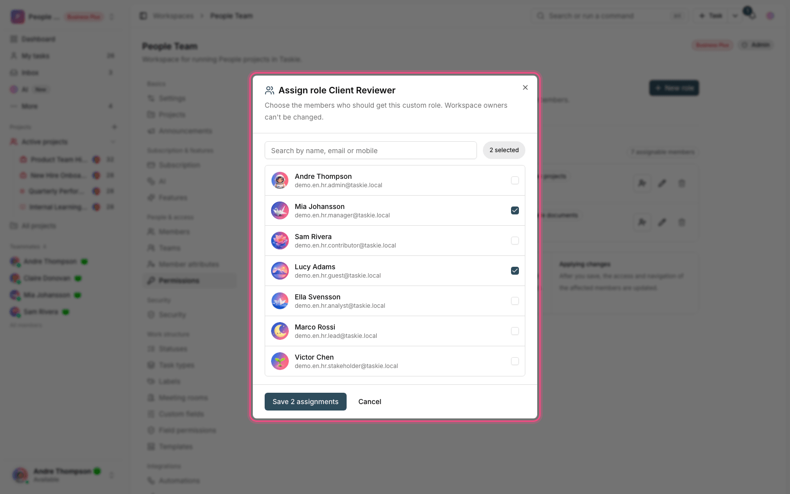 Assigning a custom role
