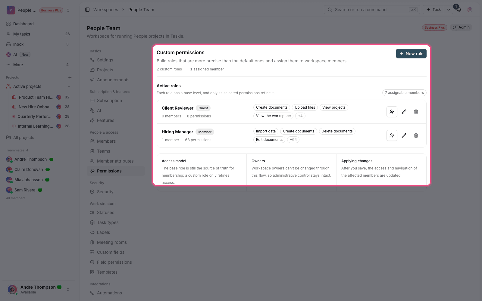 Custom permission