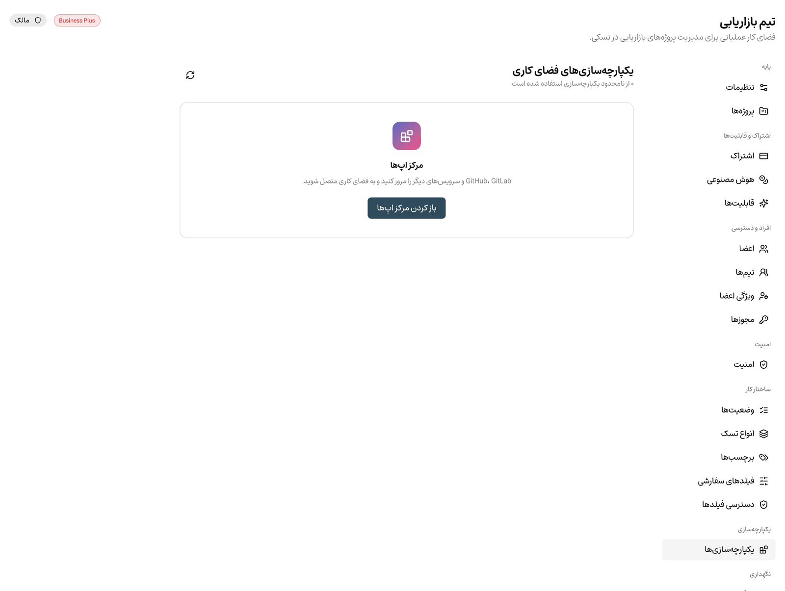 یکپارچه‌سازی‌های فضای کاری