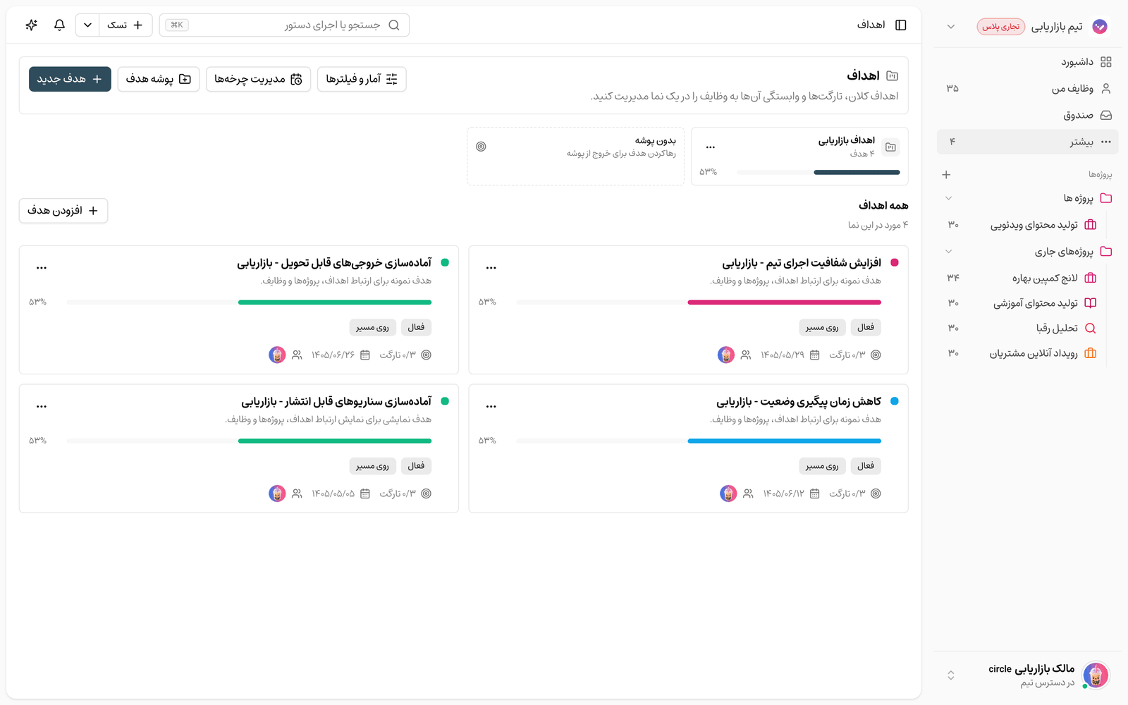 اهداف تیمی