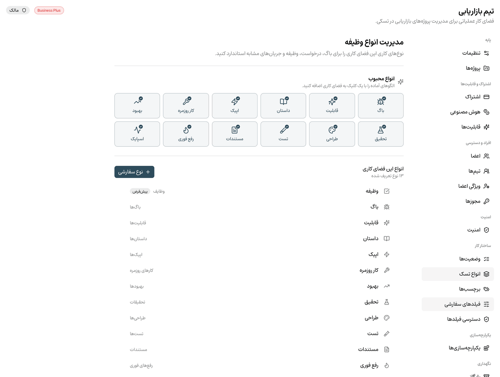 انواع وظیفه فضای کاری