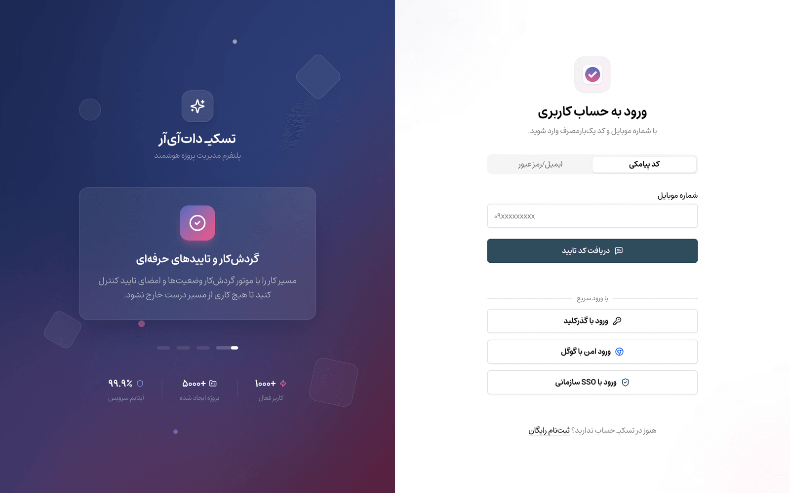 صفحه ورود تسکی