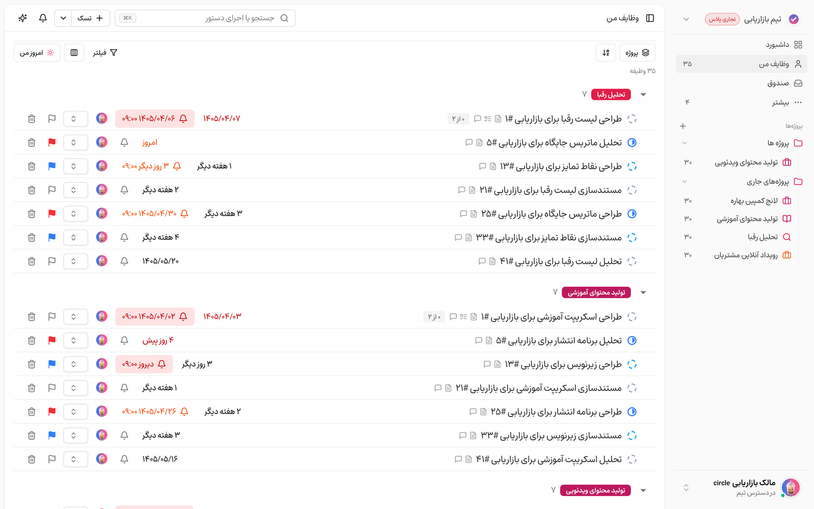 صفحه وظایف من